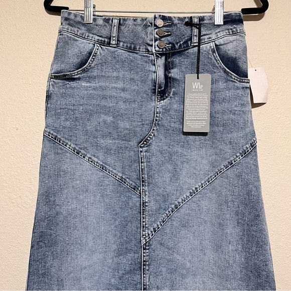 Wash Lab Selma Pieced Denim Maxi Skirt - Picture 2 of 6